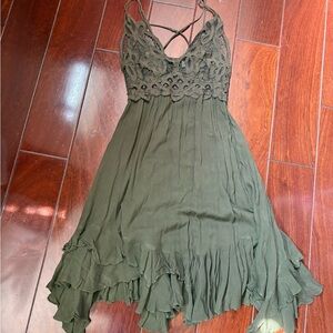 Free People Olive Green Mini Dress